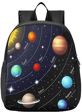 YOUJUNER Jungen Mädchen Rucksack Sonnensystem Planet Kinder Schulrucksack Rucksack Schule Sport Reise Schultasche, 4-6 Jahre alt, mehrfarbig, 33 x 26 x 15 cm