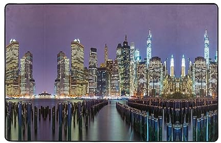 JCAKES Teppich, Motiv: New York City, bedruckt, 152,4 x 99,1 cm, weich, für Schlafzimmer, Wohnzimmer