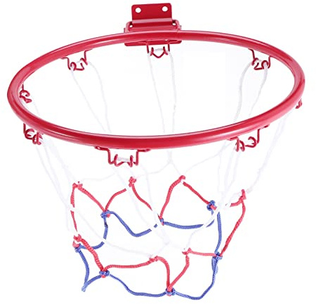 Dovhmoh 32cm Wall Mounted Basketball Hoop Netting Metal Rim Hanging Basket Basket-Ball Wall Rim with Screws Indoor Outdoor Sport