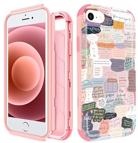 Pegmode for iPhone SE Case 2020/2022/3rd Generation, for iPhone 8/7 Case, Heavy Duty Protective Christian Quotes Cute Phone Cover for Women Men Girls Boys Hard Cases for iPhone 7/8/SE