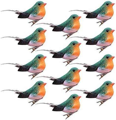 ViLLeX Künstlicher Rotkehlchen-Vogel-Clip, Weihnachtsbaum-Dekoration, Vogel-Bastelsets Für Baum, Haus, Garten, Outdoor-Party-Dekorationen