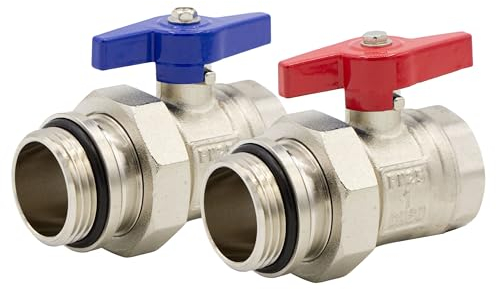 VARIOSAN Set di valvole a sfera per distributori di circuito di riscaldamento 16690, 1, in ottone, viti autosigillanti, ad esempio per riscaldamento a pavimento