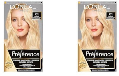 L'Oréal Paris Préférence Coloration Permanente Cheveux, Nuance : Prague (01), Blond Très Très Clair Naturel (Lot de 2)