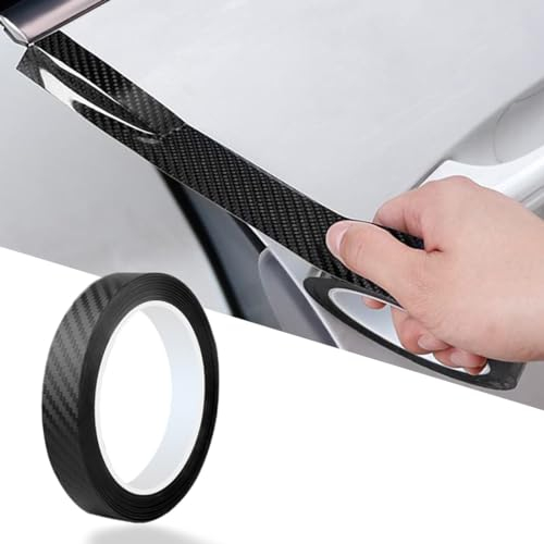 LYQNIHOB 1 pcs 5m Zierstreifen in Carbon Schwarz für Kfz, Motorrad & Boot - 20mm Breite Seiten- & Dekorstreifen mit Klebeband und Schutzfilm zur Autotürkantenschonung und Kratzschutz-Effekt