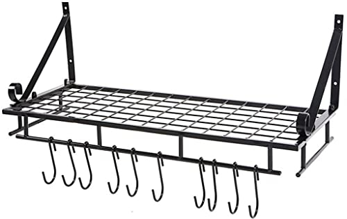 Soporte para ollas y sartenes montado en la pared para cocina, estante de almacenamiento de utensilios de cocina, colgador con gancho, estante de almacenaje para cocina, organizador de vajilla