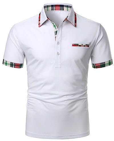 Reverskragen Herren Hemd, Polohemden Herren Kurzarm Mit Tasche Freizeithemd Regular Fit Businesshemd Atmungsaktives Golf Polo Shirt Mit Brusttasche Leinenhemd Schnell Trocknend Arbeitsshirts/