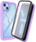 Knoowcase compatible with iPhone 14 Case Built-in Screen Protector iPhone 14 Phone Case Shockproof Full Body Protection Rubber Bumper Stylish Clear Rugged Back Shell Case, Purple