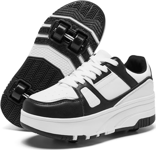 ANEFUN Roller Skate Shoes for Kids Girls Boys Detachable Wheeled Fashion Sneakers