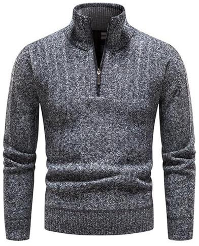 OlyljpinZ Maglione con Collo Alto Pullover Troyer da Uomo Invernali Maglioni con Cerniera Maniche Lunghe Slim Mezza Zip Foderato in Pile Pullover Morbido Giacca