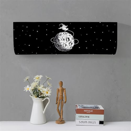 Hiseng Housse de Protection Climatiseur Interieur, Élastique Couvercle Anti-Poussière pour Climatiseur Monobloc Mural, pour La Plupart des Climatisation (92 * 24 * 30(3P),planète Noire)