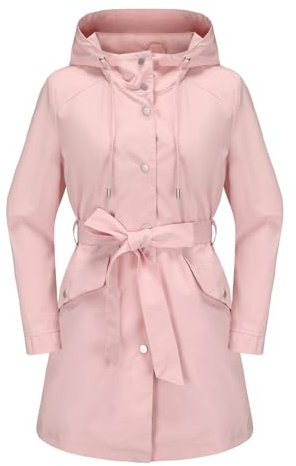 Imperméable-fonctionnelle-transition trench capuche ciré femme imperméable Rose S