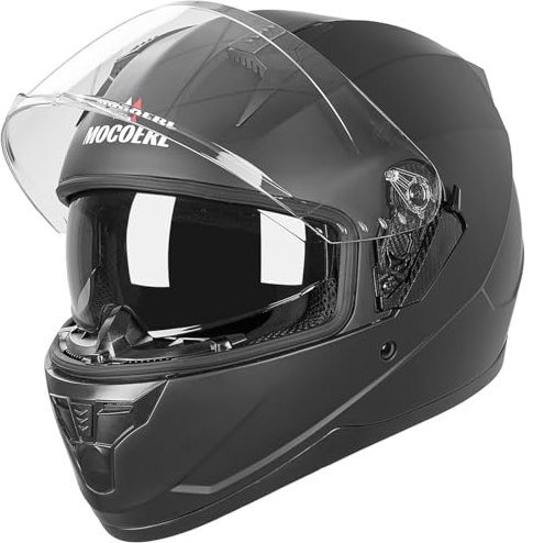 Integralhelm mit Sonnenblende | Motorradhelm Integralhelme | Motorradhelm Integralhelm Mofahelm ECE 22.06 | Kinn- & Kopfbelüftung | für Damen und Herren | Schwarz (L)
