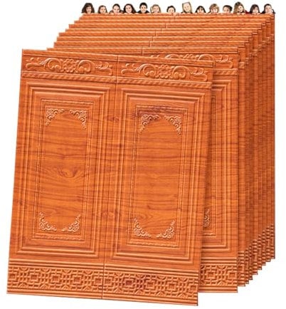 GFLCWYP 10 Pcs 3D Faux Stone Wall Panel Peel And Stick Wall Tiles, 27.6X35.4 Brick Wallpaper for Wall, Polystyrene Ceiling Tiles, Faux Brick Wall Panelling for DIY Interior Wall Decor,Brown