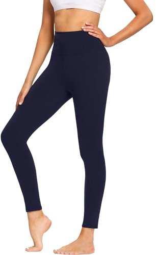 FOTOCITI Leggings Damen High Waist Elastische Sportleggins Fitnesshose Blickdicht Schwarze Laufhose Sporthose für Gym Yoga (Dunkelblau,S-M)