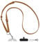 GOODAYY Phone Lanyard Crossbody, Leather Mobile Phone Strap Adjustable Length with Durable Metal and Nylon Patch, Handbag Chain Style Universal Phone Accessories (Silver Metal, Brown)