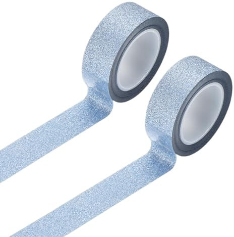 QUARKZMAN 2 Rollen Glitzer Washi Tape 0,6 Zoll x 11 Yards Dekoratives Band Farbiges Masking Tape Bastel Washi Tape für DIY Basteln, Scrapbook, Partydekorationen, Hellblau