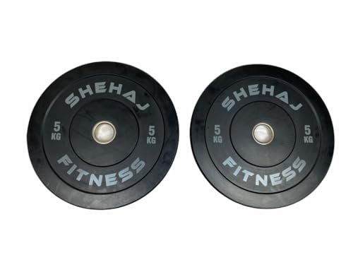 Shehaj Fitness Bumper Olympic Weights Plates 2 Inch (2) / 50mm Hole 5kg 10kg 15kg 20kg 100kg/150kg Set Barbell Gym (2x5kg)