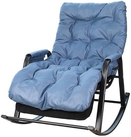 TUOLON Schaukelstuhl Schaukelstuhl mit Armlehnen und Seitentasche, Gestell aus Stahl, Fußstütze verstellbar in 5 Höhen, Tragkraft 250 kg, für Wohnzimmer, Schlafzimmer, Blau