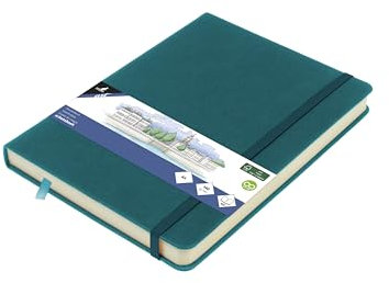 Skizzenbuch Kangaro A5 Dark Turquoise PU Hardcover 80 Blatt 140 Gramm cremefarbenes Papier mit Gummiband und Band