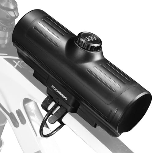 ROCKBROS Borsa Porta Attrezzi Bici 0,7L, Borraccia Porta Attrezzi Bici Corsa Antifurto con Blocco a Combinazione a 3 Cifre, Scatola Durevole, Borse Rigide da Telaio della Bicicletta MTB, Nero