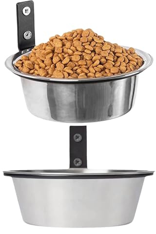 Renchey Bol pour Chien en Acier Inoxydable,Gamelles pour Chien Murale - 2 Pièces Mangeoire Surélevée avec Support Pliable, Plat pour Chat pour Chiots Maison et Appartement