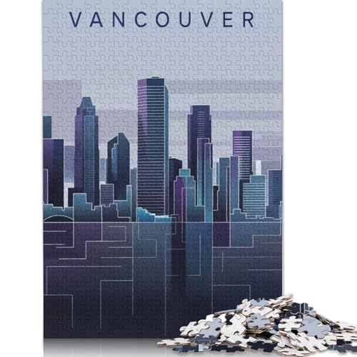 1000 Piece Puzzle Vancouver Skyline Art Print Jigsaw Puzzles for Adults Paperboard Puzzles Best Gift for Adults And 38x26cm/1000pcs