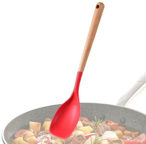 Silikonspatel | Maschinenwäsche Küchenutensilien | Backschaufel mit Holzgriff,zum Kochen Backen Braten Suppe