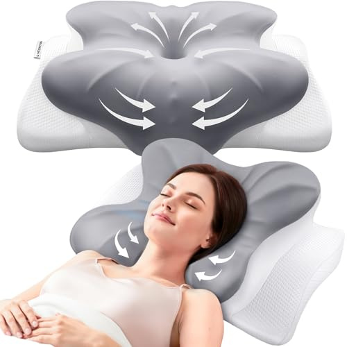 MOONYIN Nackenkissen Memory Foam Ergonomisches Kissen Hochwertiges Design | Seitenschläferkissen, Nackenstützkissen, 2 Höhen Kopfkissen (11/ 14 cm) für Seiten, Rücken und Bauchschläfe, kühlender Effekr