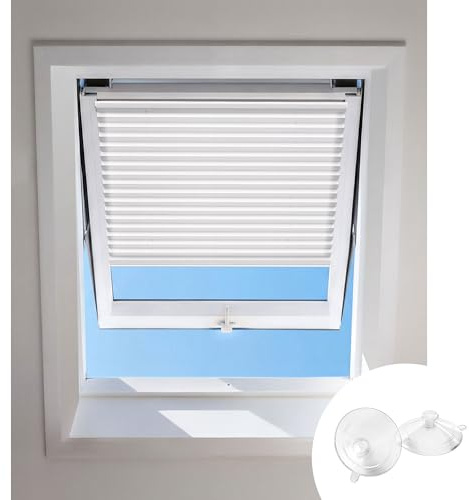 HOMEDEMO Plissee ohne Bohren mit Saugnäpfen, Blickdicht & UV-Schutz, Plisseerollo für Fenster, Dachfenster, Holzfenster, Balkontüren, Wohnmobilfenster, B70xH120cm, Weiß-Klassik