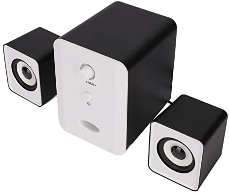 SUNGOOYUE USB Powered Computer Speakers with Subwoofer, ABS Material 2.1 Stereo Sound System with Adjustable Bass, for PC Laptop Tablet Desktop (version black and white)
