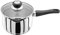 Judge Vista Draining Stainless Steel Medium Saucepan with Pouring Lip 14cm 1L, Shatterproof Glass Strain & Pour Lid, Induction Ready, Oven Safe