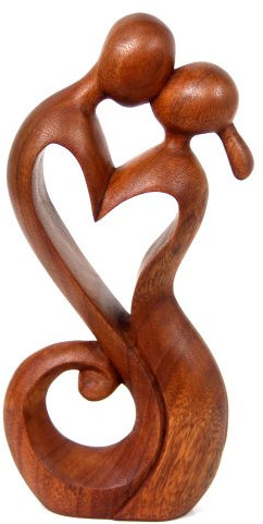 NOVICA Suar Wood Skulptur Everlasting Kiss, 29 cm hoch, Braun