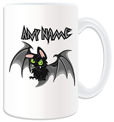 Personalised Gift-Grande tazza di pipistrello vampiro, motivo: spaventoso,, colore: bianco, con nome e messaggio on Your Unique-Tazza con uccellini