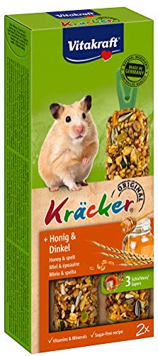 Vitakraft Kräcker, Knabbersticks für Hamster, mit Honig und Dinkel, ohne Zusatz von Zucker, in Vorratsgröße (1x 2 Stück)