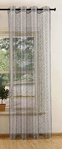 Gardine Netzvorhang mit Ösen einfarbig transparent Deko Vorhang Netz Struktur 245x140 Grau, 20352