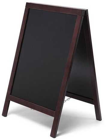 Kundenstopper Holz mit Kreidetafel | beidseitig, dunkelbraun, 55x85 cm | Kundenstopper Werbeaufsteller Werbeständer Tafel Kreide Restaurant Bistro Cafe Gastronomie