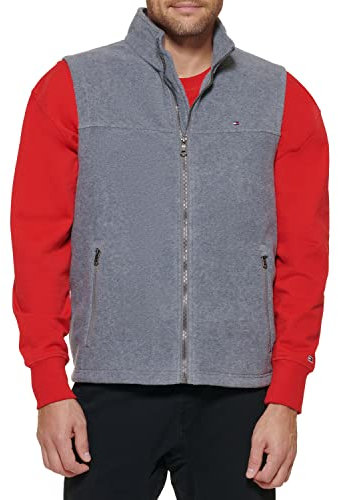 Tommy Hilfiger Polar Vestpolar Chaleco De Forro Polar.Polar Fleece Weste Gilet in Pile, Grigio Chiaro, XL Uomo