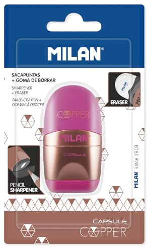 MILAN - Blister taille-crayons gomme CAPSULE Copper rose