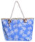 DonDon Strandtasche mit Reißverschluss, Große Strandtasche XXL, Shopper Tasche Damen - Praktische Beach bag Umhängetasche Damen Badetasche für Strand und Meer - gestreift Palmen weiß blau