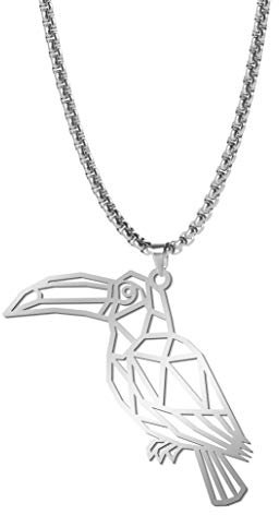 cooltime Edelstahl Halskette mit Anhänger für Tierliebhaber geometrische Schmuck für Unisex (Tukan Vogel)