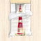 ABAKUHAUS Leuchtturm Bettbezug Set für Einzelbetten, Pastell Aquarelle, Milbensicher Allergiker geeignet mit Kissenbezug, Hellbeige Rot
