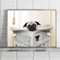GUDOJK wandmalereien Mops Hund Auf Toilette und Lesen Magazin Eine Pause Lustige Leinwand Poster Bad Wc Wandkunst Dekor Leinwand Malerei-50x70 cm