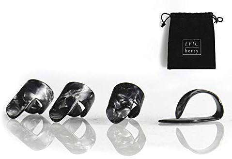 EPIC berry Daumen- und Fingerplektren – Medium Schwarz – ideal für Fingerstyle-Gitarre, Banjo oder Ukulele Inklusive Tasche