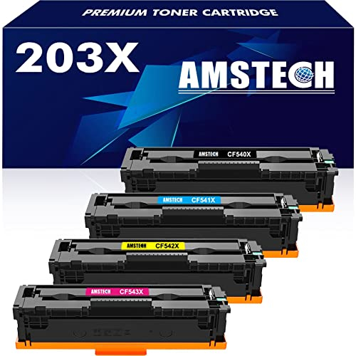 4er-Pack Kompatibel 203X 203A Tonerkartusche als Ersatz für HP M281fdw Toner Color Laserjet Pro MFP M254dw M281fdn M281cdw M280nw M254nw M254dn M281 M254 M280 CF540X CF540A - Schwarz Cyan Gelb Magenta