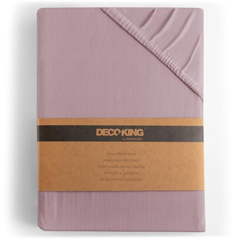 DecoKing Fitted Sheet Super King 100% Combed Cotton Soft Jersey Bed Sheet 160x200-180x200 cm Heather Amber