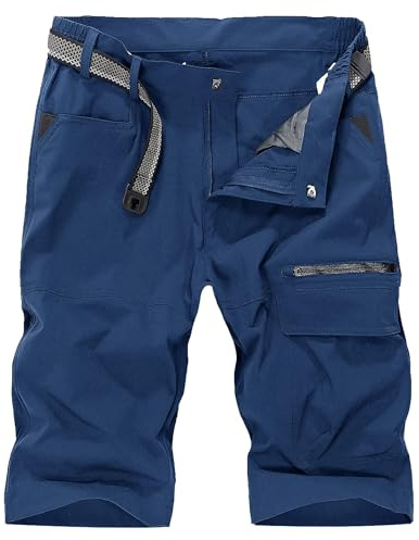 KEFITEVD Short cargo respirant pour homme avec poches - Séchage Rapide, Bleu marine pastel, 2