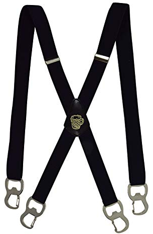 Olata X Hosenträger/Schmale Herren Hosenträger mit Bierflaschenöffnern und Karabinerhaken – 2,5 cm. Schwarz