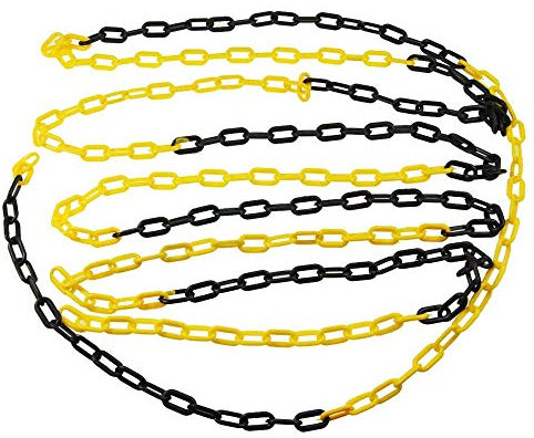 TOPWAY Barrera de Cadena de Plástico 25 Metros, 6mm x 25m Alta Visibilidad Negra y Amarillo para Advertencia Seguridad Espacio de Estacionamiento, Control de Multitudes, Tráfico 363083