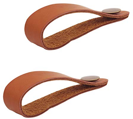 Alnicov Guitar Strap Ukulele Strap Button Synthetic Leather Headstock Adapter for Ukulele Acoustic Guitar 2Pcs (Brown)