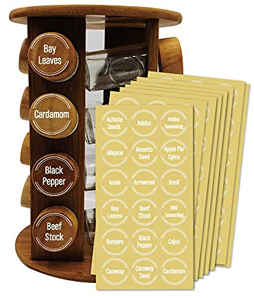 Spice Jar Labels - 144 Pcs Pre-printed Round Sticky Labels for Pantry Containers & Kitchen Storage Jars - 1.5 Inch